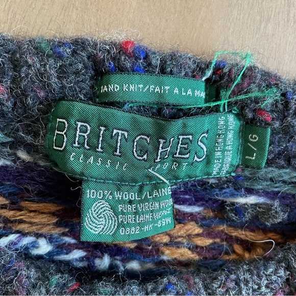 Men's Vintage Britches Hand Knit Wool Multicolor Patterned Sweater - Picture 2 of 8